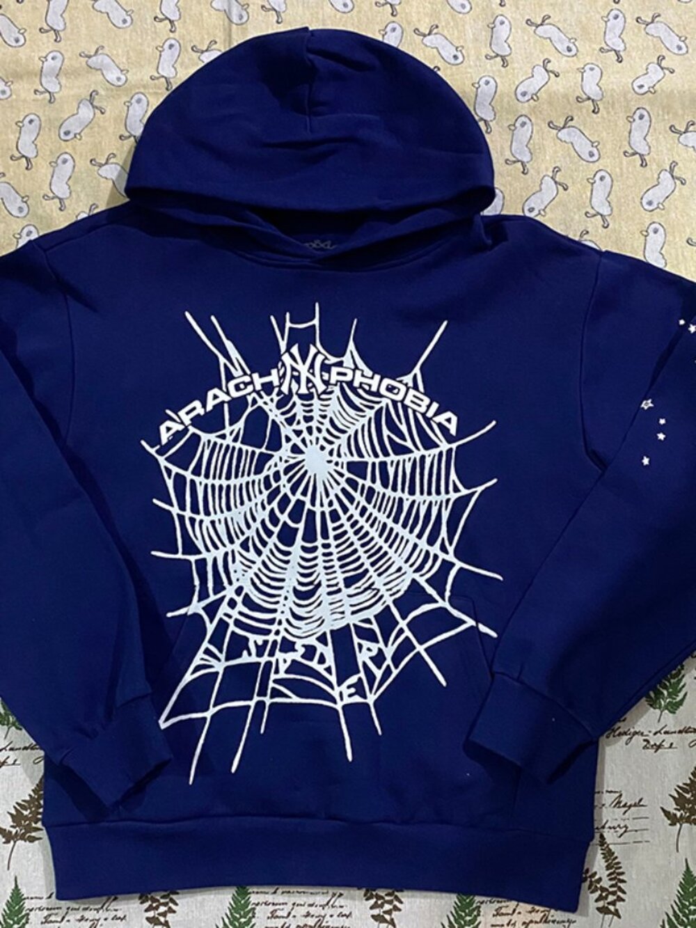 Sp5der Spiderweb Blue Hooded Sweatshirt